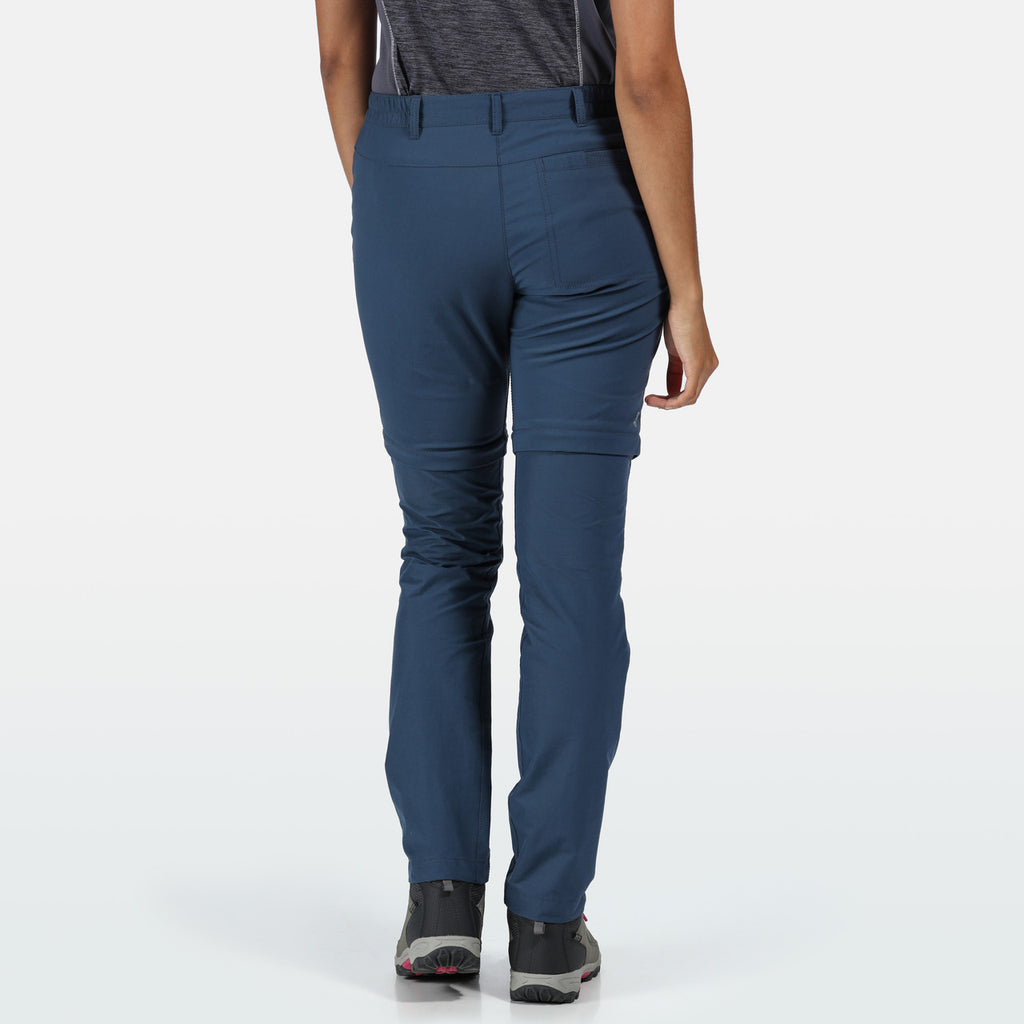 Regatta Women's Highton Zip Off Walking Hiking Trousers Shorts Dark Denim