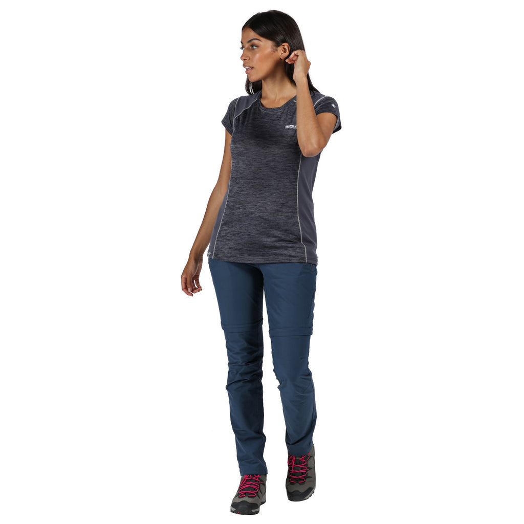 Regatta Women's Highton Zip Off Walking Hiking Trousers Shorts Dark Denim