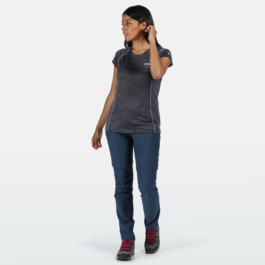 Regatta Women's Highton Zip Off Walking Hiking Trousers Shorts Dark Denim