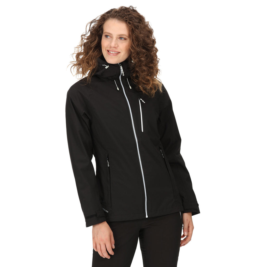 Regatta Womens Birchdale Waterproof Coat Jacket Black (White)