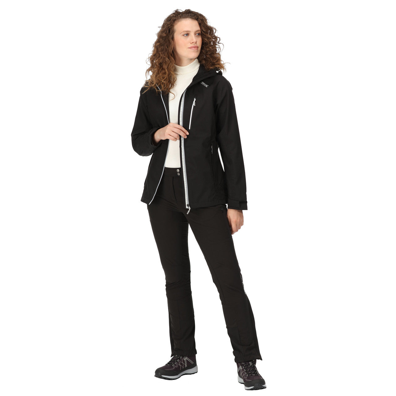 Regatta Womens Birchdale Waterproof Coat Jacket Black (White)