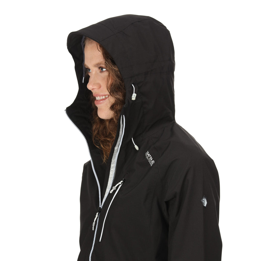 Regatta Womens Birchdale Waterproof Coat Jacket Black (White)