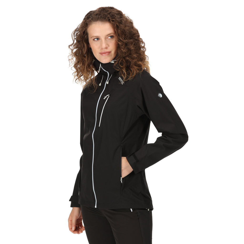 Regatta Womens Birchdale Waterproof Coat Jacket Black (White)