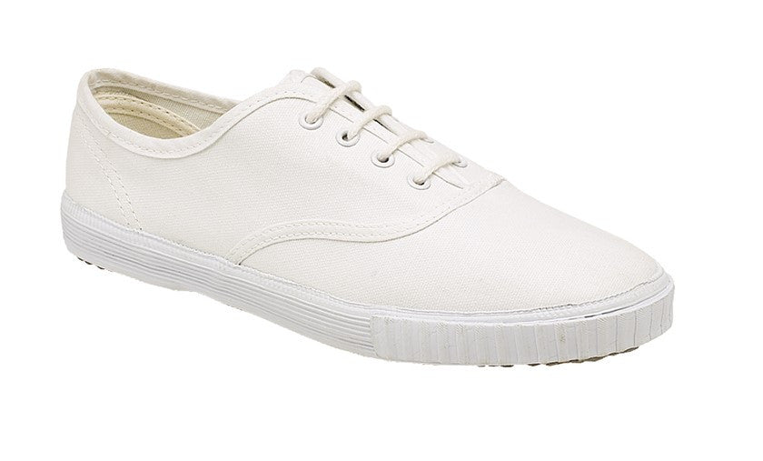 DEK Mens Retro Lace Up Canvas Plimpsoll White