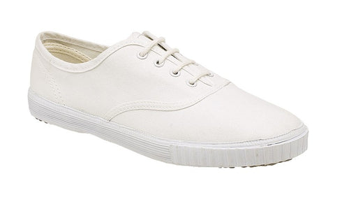 DEK Mens Retro Lace Up Canvas Plimpsoll White