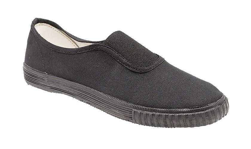 DEK Mens Retro Slip On Canvas Pump Black
