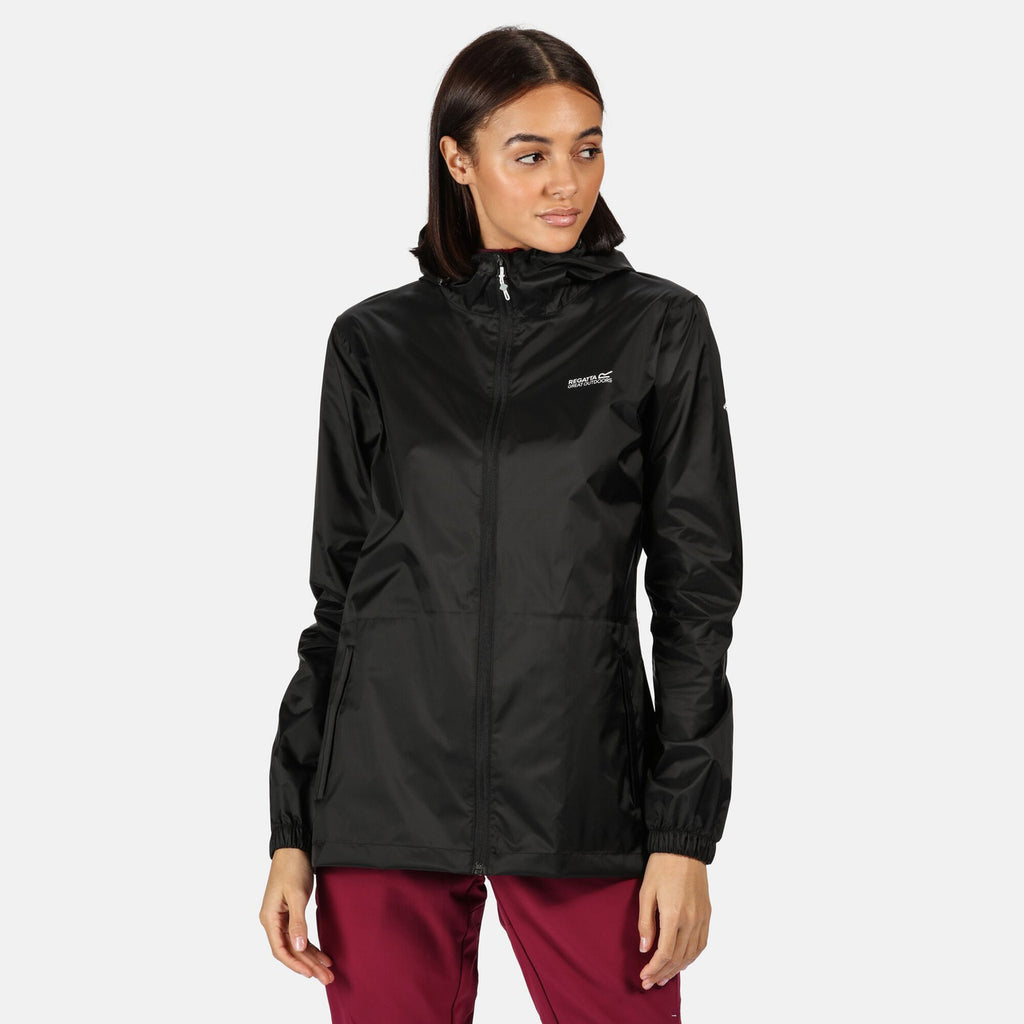 Regatta Women's Pack It Jacket Waterproof Rain Coat Black