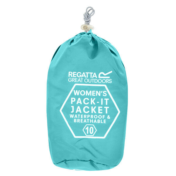 Regatta Women's Pack It Jacket Waterproof Rain Coat Turqouise