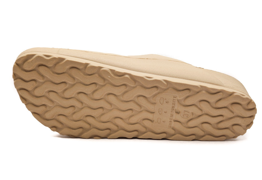 Womens Monterey Sliders Double Buckle Footbed Ladies Flat Summer Sandals Beige