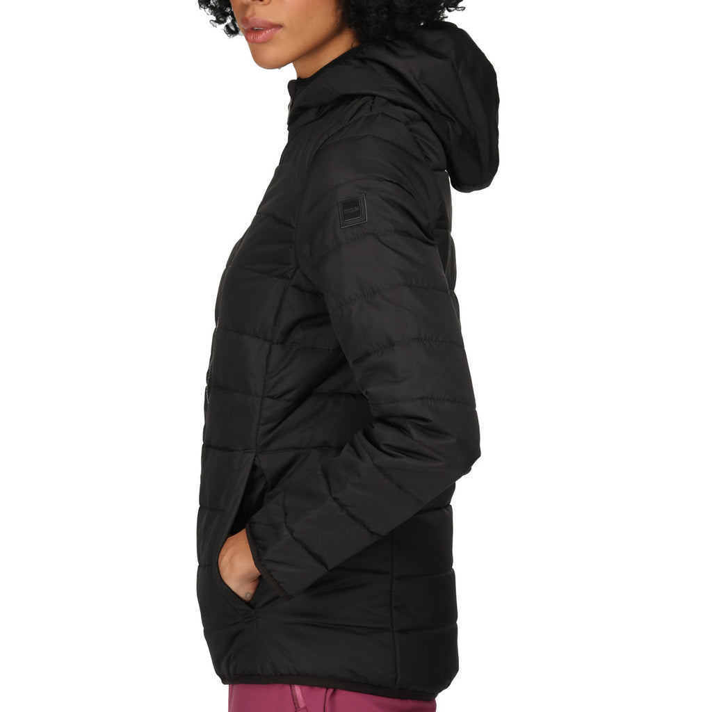 Regatta Helfa Womens Hooded Padded Hybrid Jacket Black