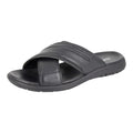 Roamers Men’s Leather Crossover Mule Sandals Black