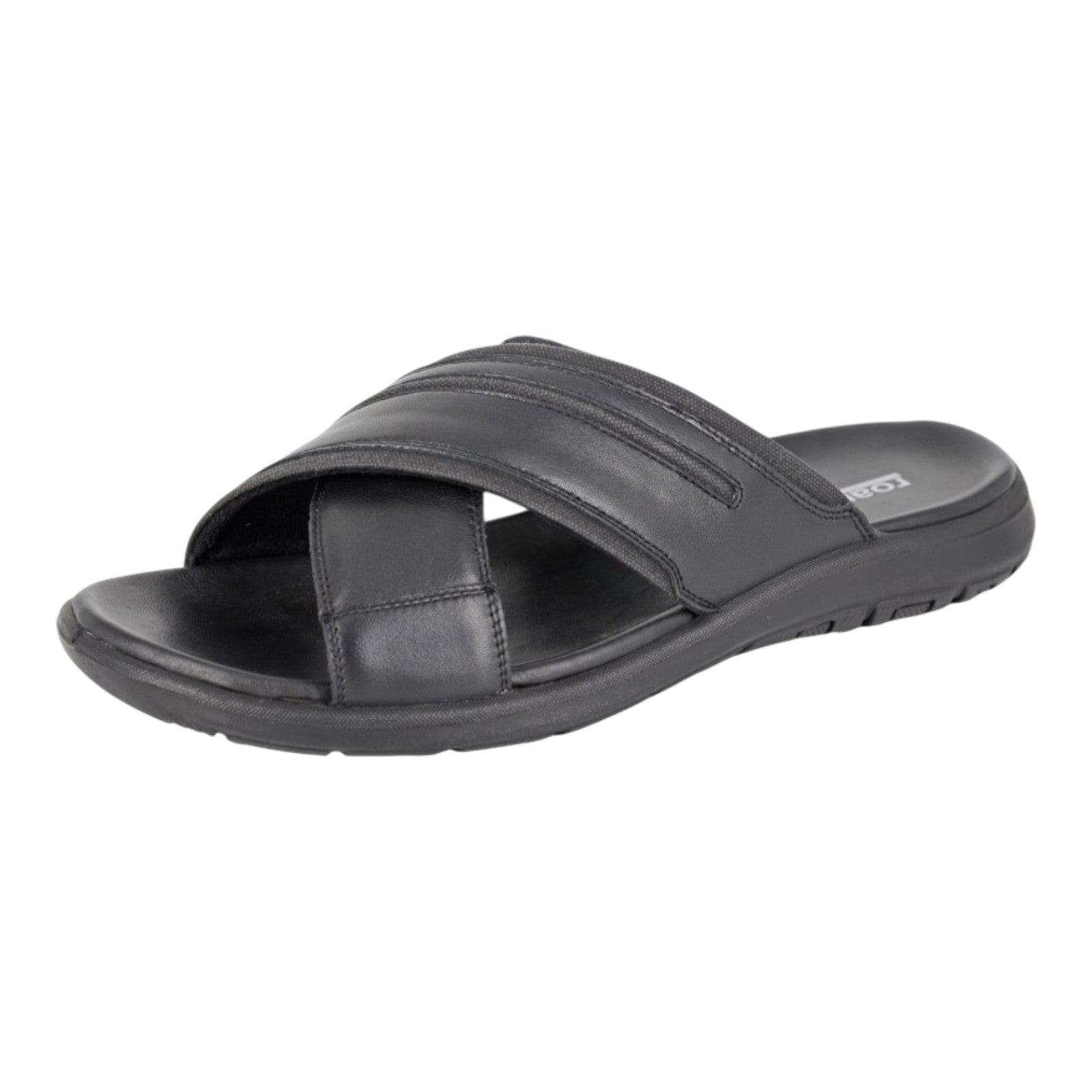 Roamers Men’s Leather Crossover Mule Sandals Black