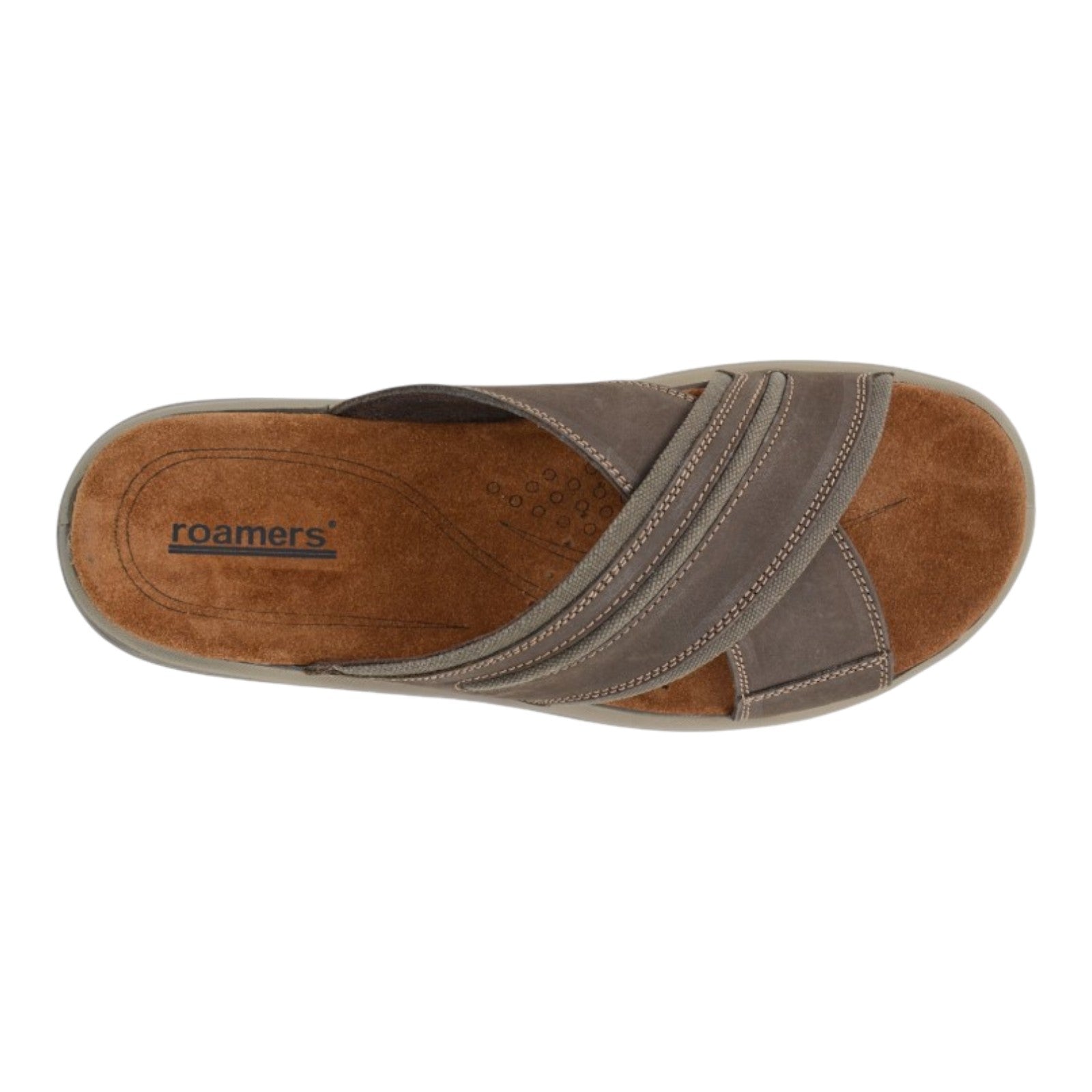 Roamers Men’s Leather Crossover Mule Sandals Brown