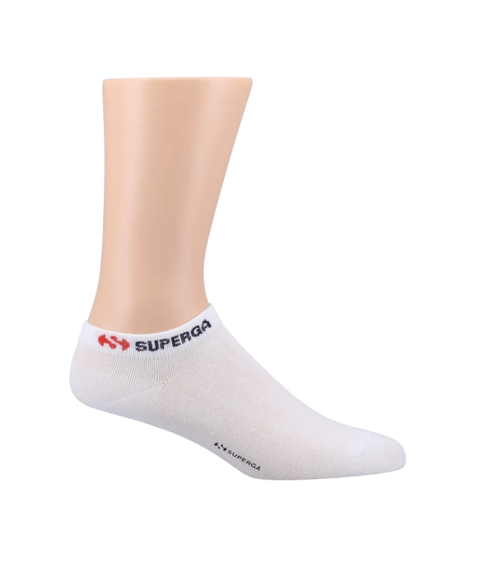 Superga Trainer Cotton Low Sport Ankle No Show Socks 3 Pairs - White