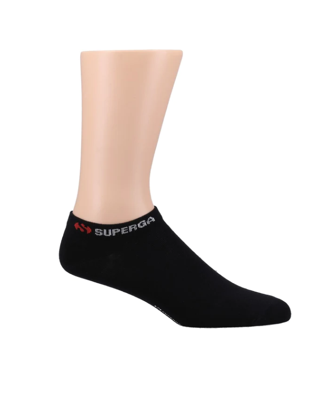 Superga Trainer Cotton Low Sport Ankle No Show Socks 3 Pairs - Black