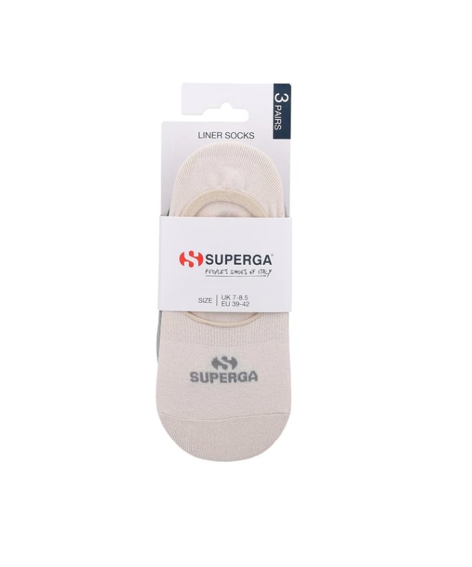Superga Trainer Cotton Low Sport Ankle Liner Socks 3 Pairs - Grey Mix