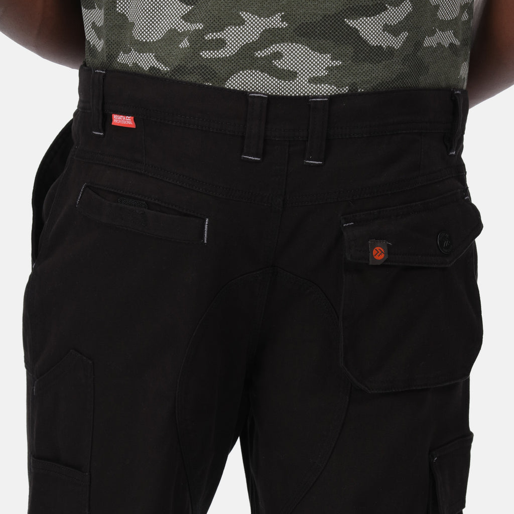 Regatta Mens Professional Scandal Stretch Work Combat Multi Zip Trousers Black