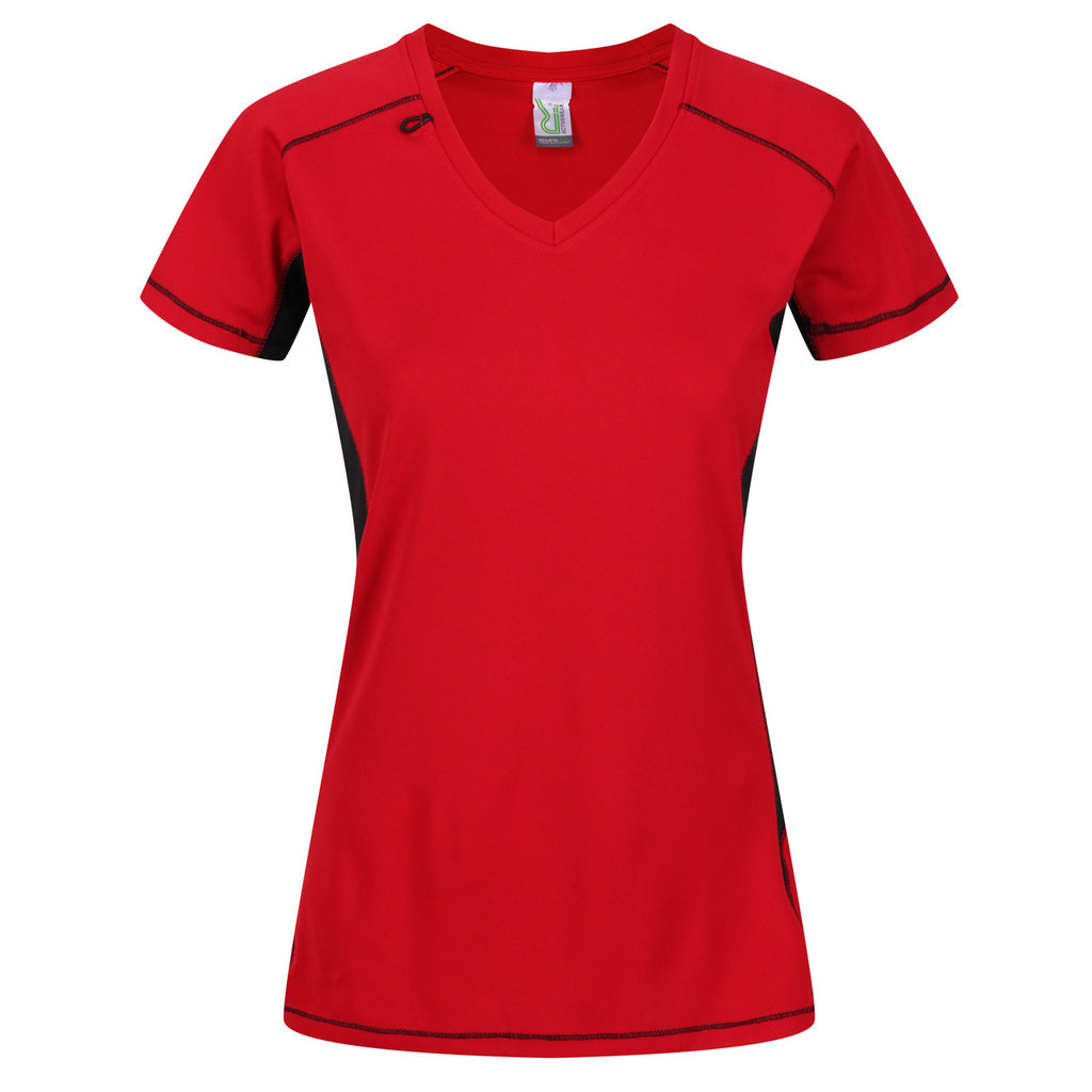 Regatta Women Breathable Wicking T Shirt Cool Dry Running Performance for Sports/Gym Classic Red/Black