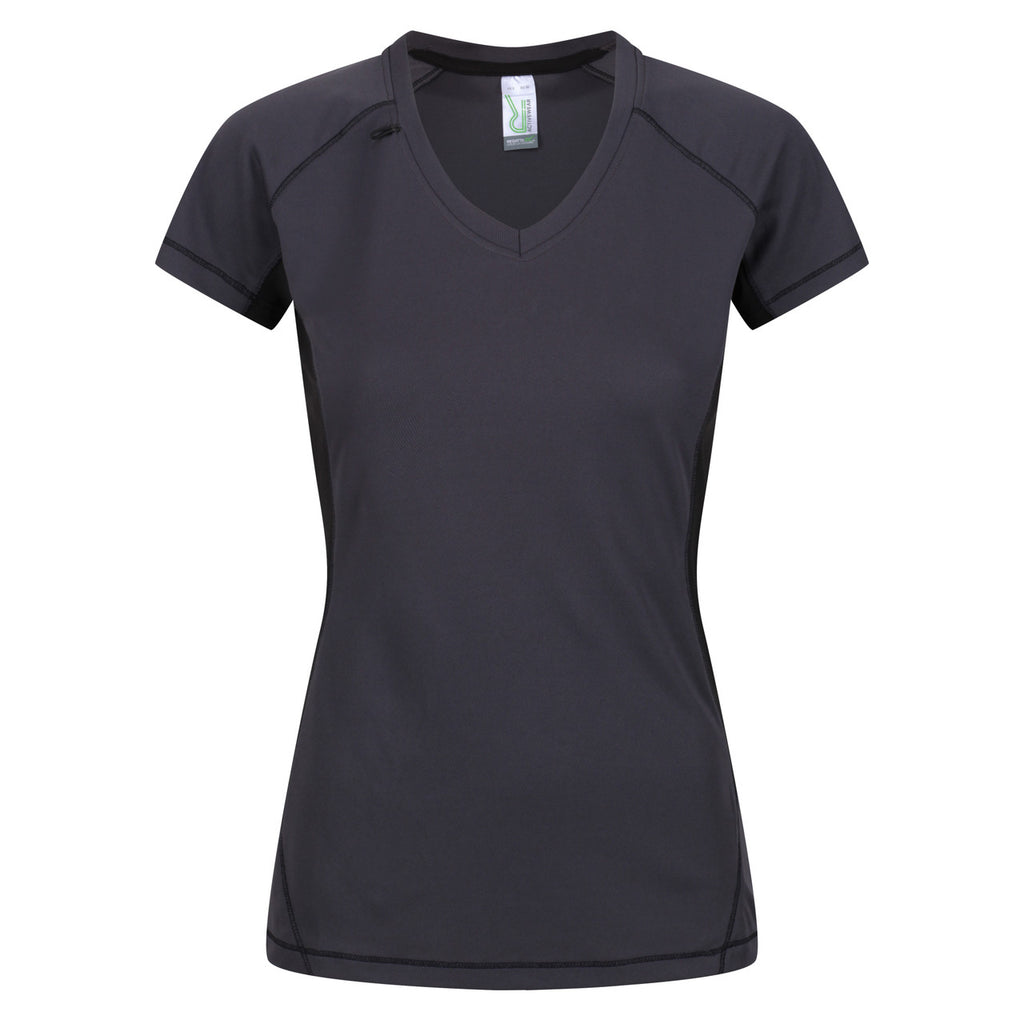 Regatta Women Breathable Wicking T Shirt Cool Dry Running Performance for Sports/Gym Iron/Black