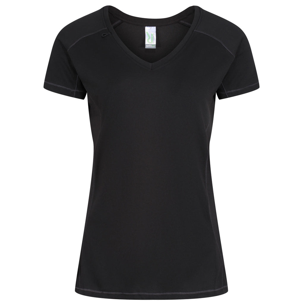 Regatta Women Breathable Wicking T Shirt Cool Dry Running Performance for Sports/Gym Black/Black