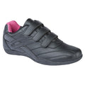 DEK Womens Black Strap Up Trainer Padded Faux Leather Shoes