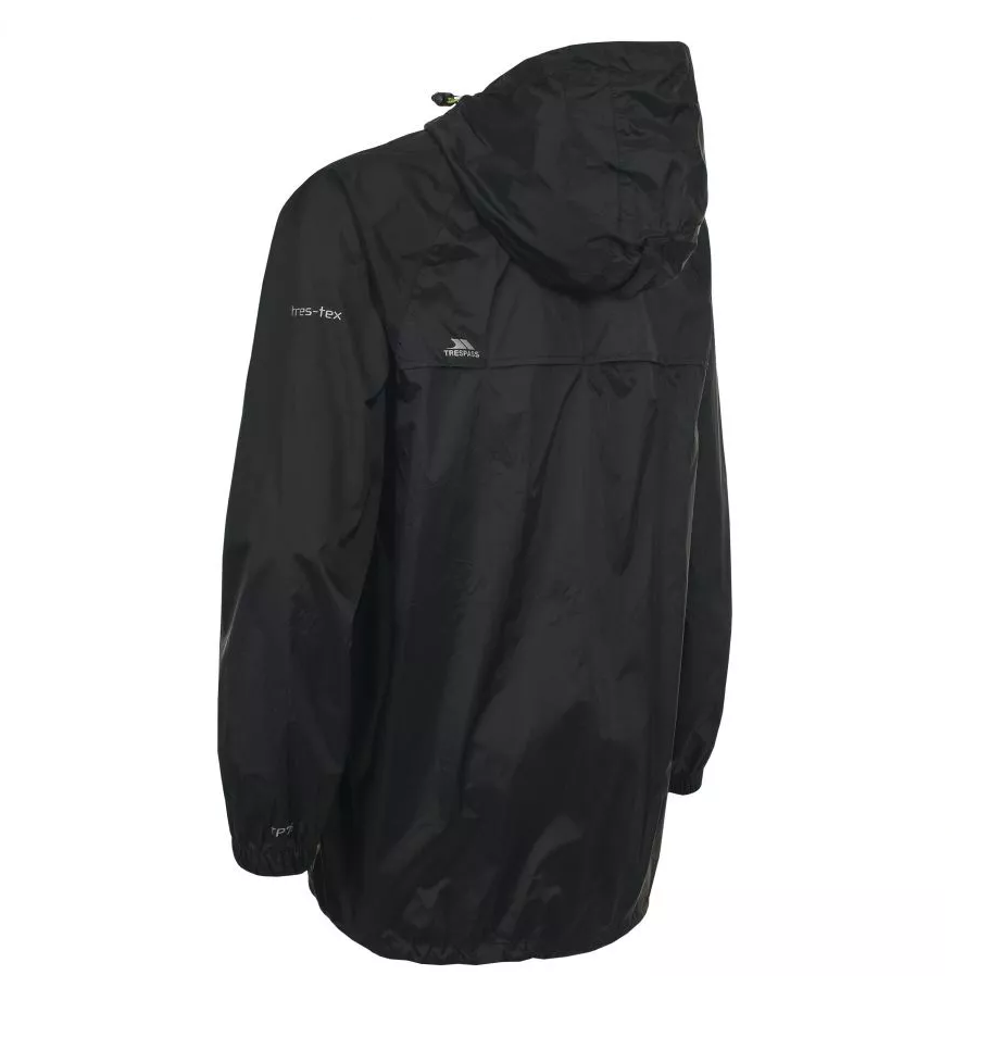 Trespass Unisex Qikpak Packable Waterproof Jacket Black