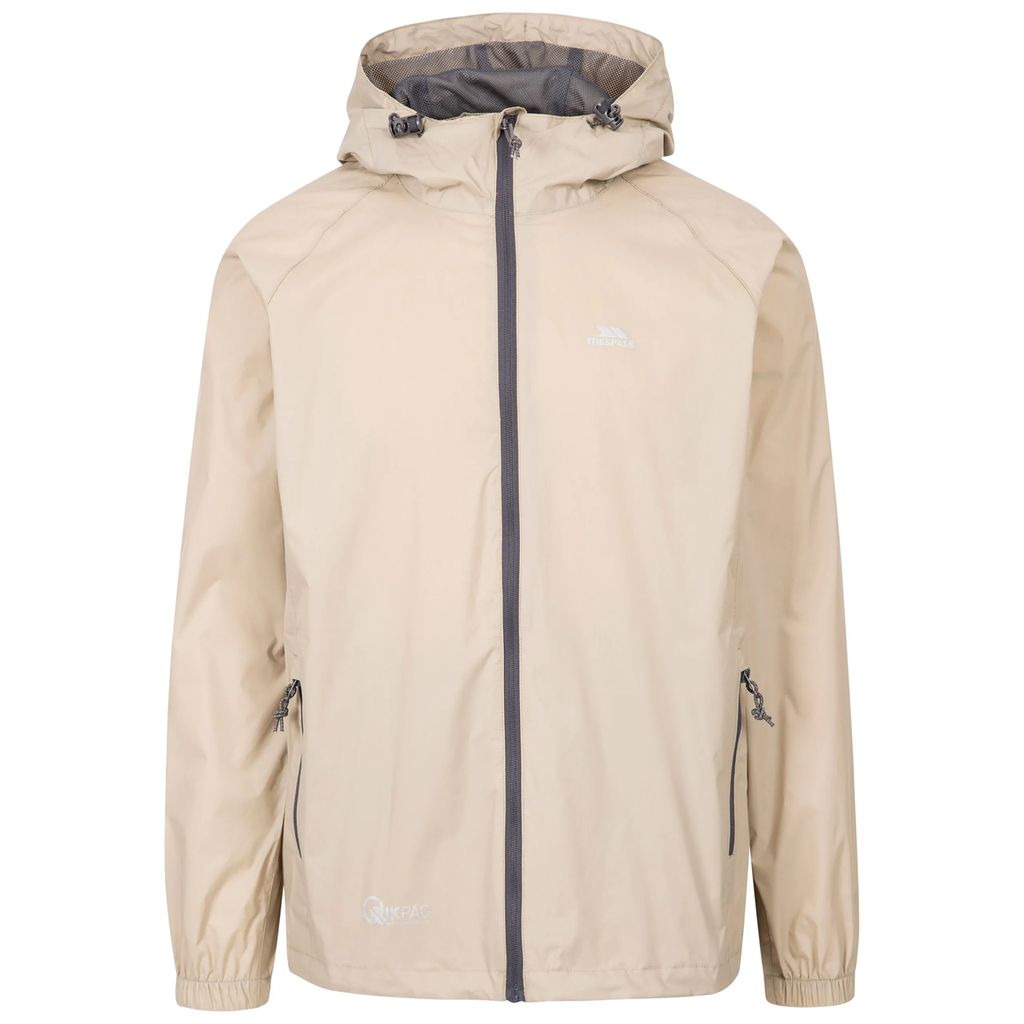 Trespass Unisex Qikpak Packable Waterproof Jacket Oat