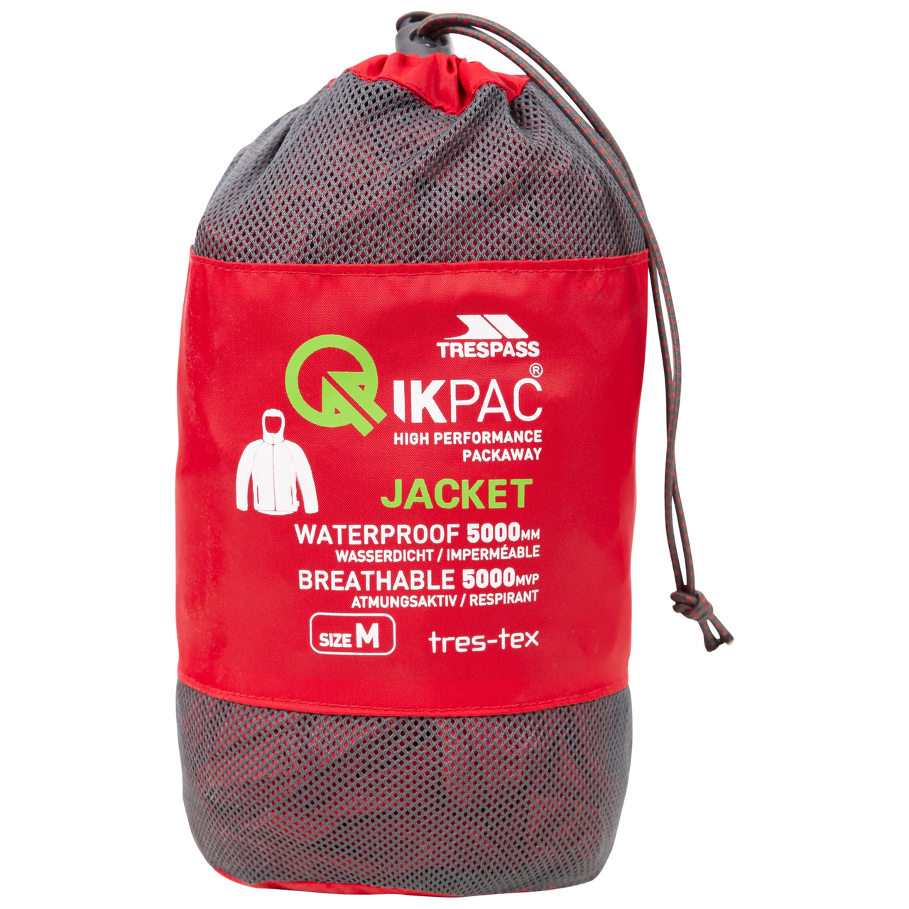Trespass Unisex Qikpak Packable Waterproof Jacket Red