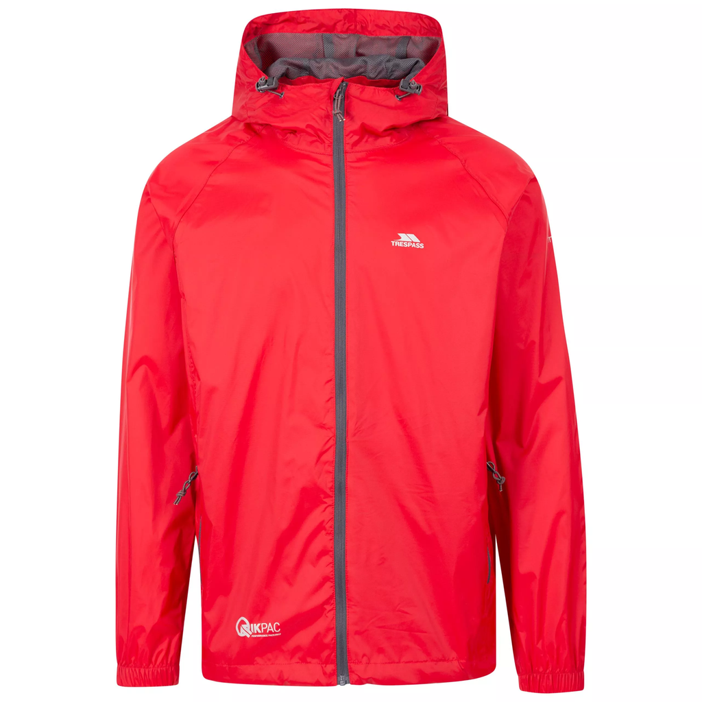 Trespass Unisex Qikpak Packable Waterproof Jacket Red