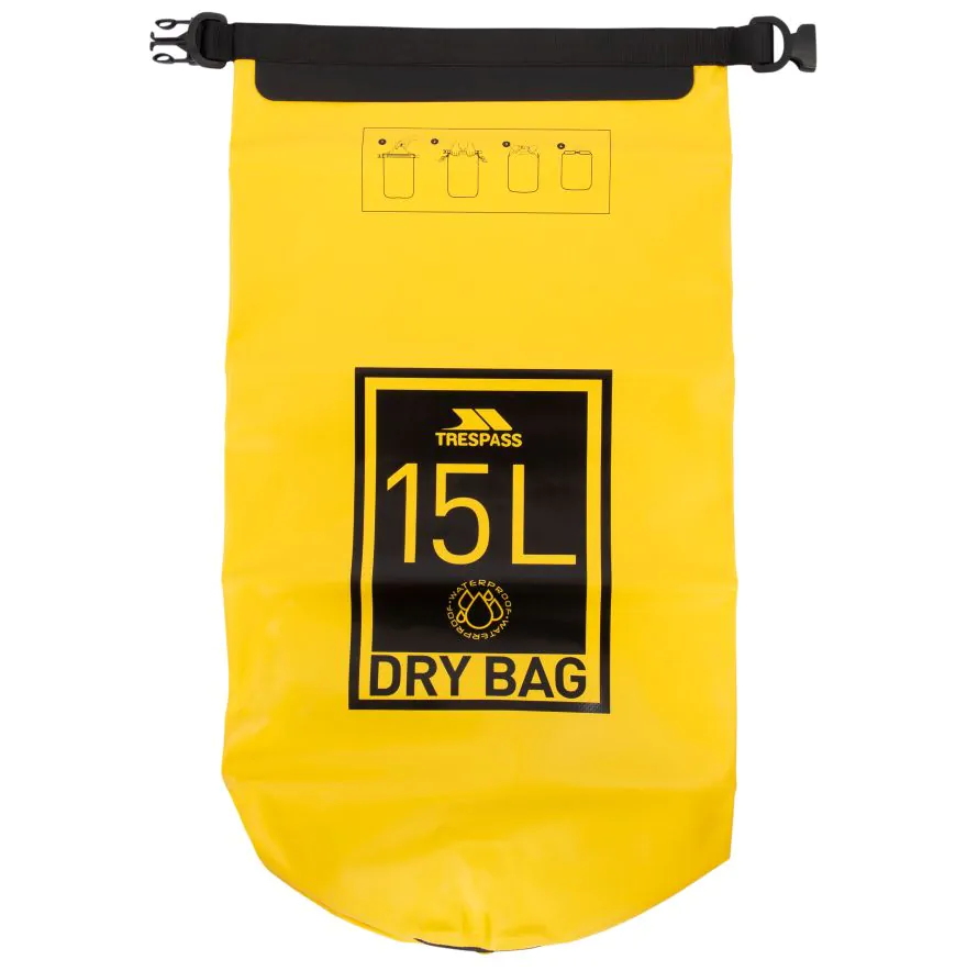 Trespass Waterproof Roll Top Dry bag 15L Sunrise Yellow