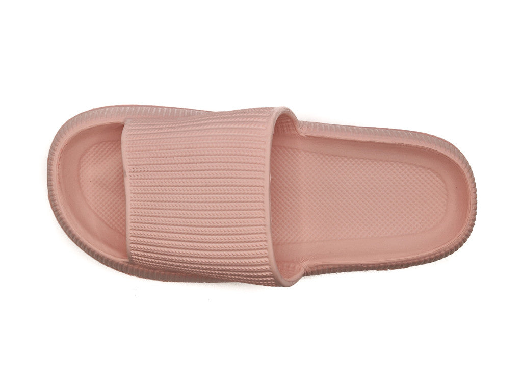 Womens Pillow Cloud Sliders Non-Slip Textured Pink