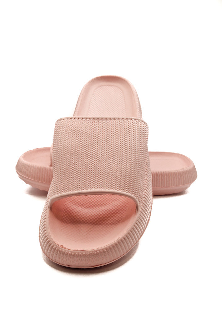 Womens Pillow Cloud Sliders Non-Slip Textured Pink