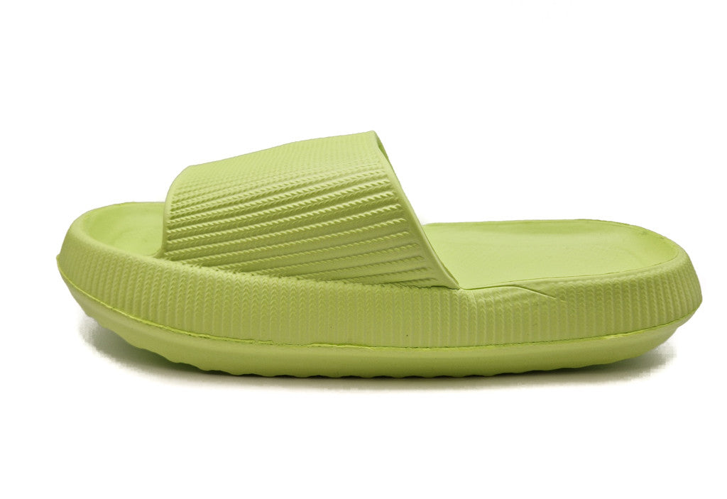 Womens Pillow Cloud Sliders Non-Slip Textured Lime Green