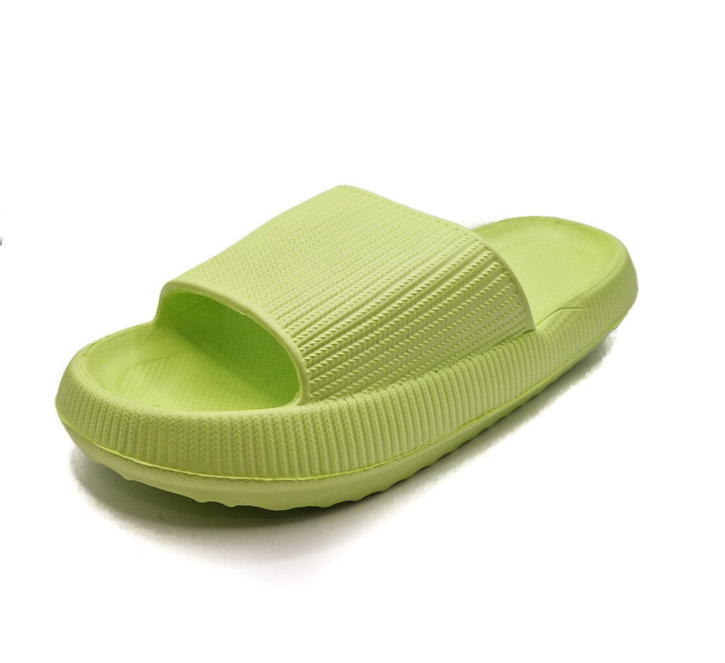 Womens Pillow Cloud Sliders Non-Slip Textured Lime Green