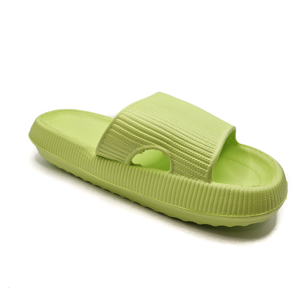 Womens Pillow Cloud Sliders Non-Slip Textured Lime Green