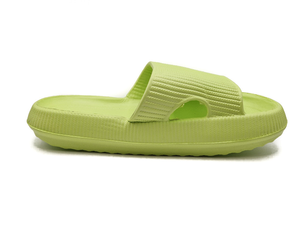 Womens Pillow Cloud Sliders Non-Slip Textured Lime Green