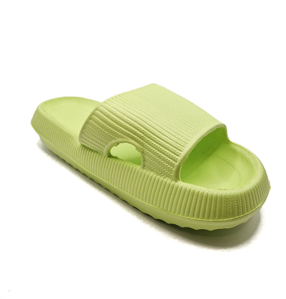 Womens Pillow Cloud Sliders Non-Slip Textured Lime Green