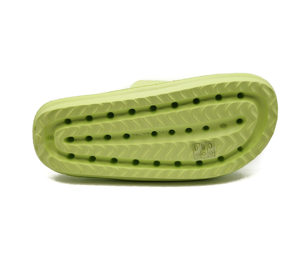 Womens Pillow Cloud Sliders Non-Slip Textured Lime Green