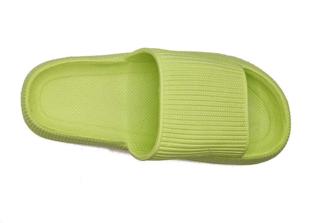 Womens Pillow Cloud Sliders Non-Slip Textured Lime Green