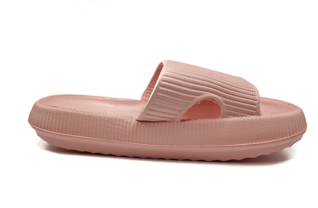 Womens Pillow Cloud Sliders Non-Slip Textured Pink