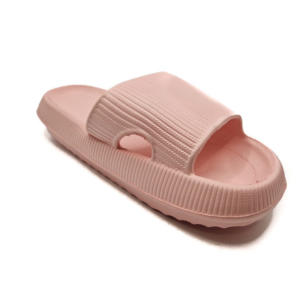Womens Pillow Cloud Sliders Non-Slip Textured Pink