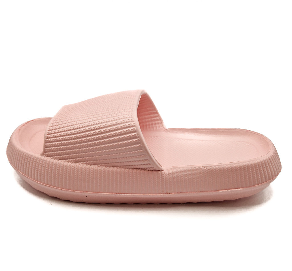 Womens Pillow Cloud Sliders Non-Slip Textured Pink