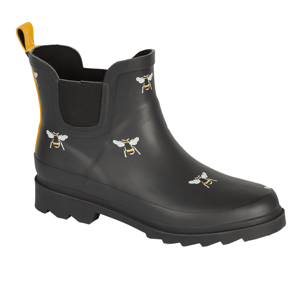 Urban Jacks Womens Wellibobs Ladies Wellingtons Festival Garden Waterproof Size Bee Black
