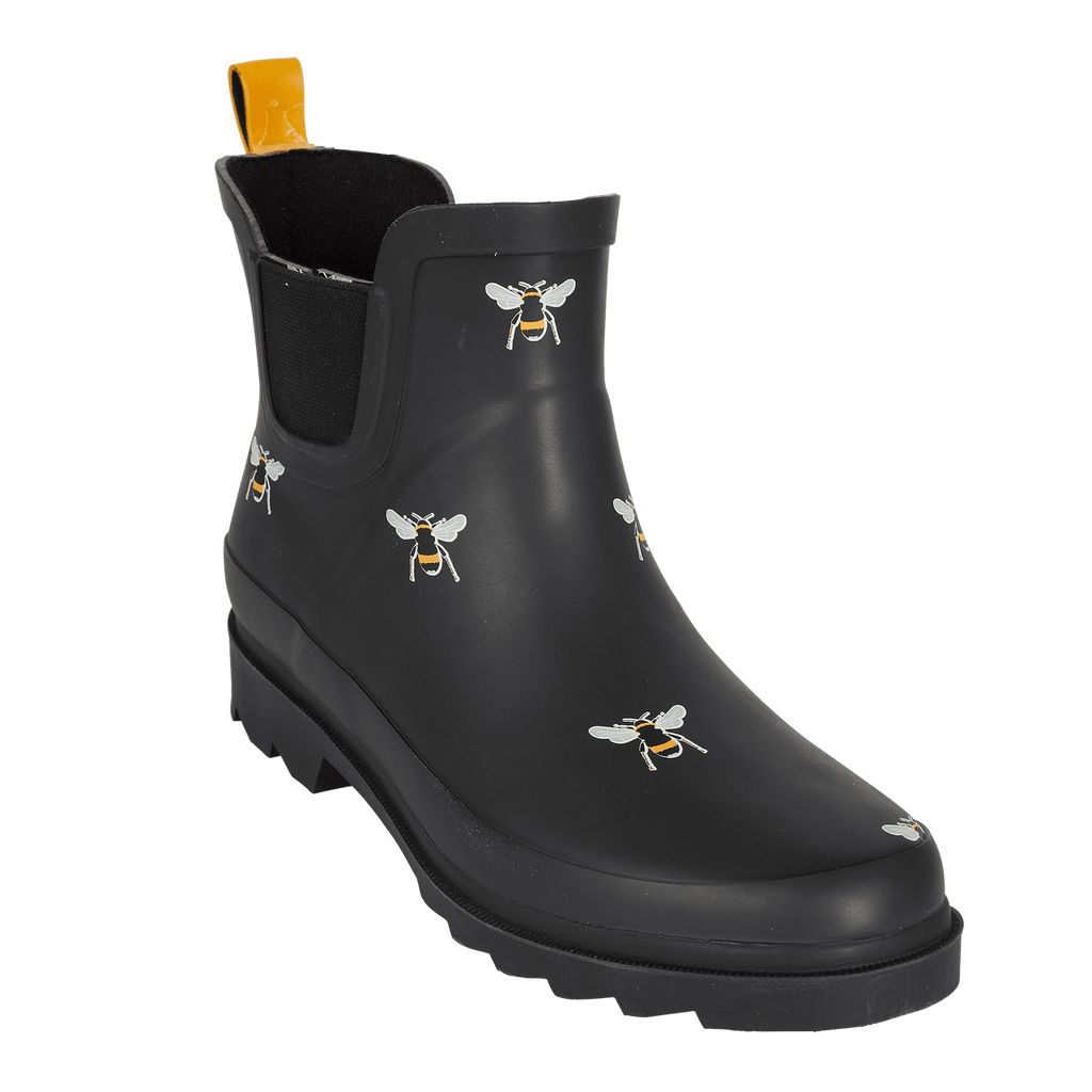 Urban Jacks Womens Wellibobs Ladies Wellingtons Festival Garden Waterproof Size Bee Black