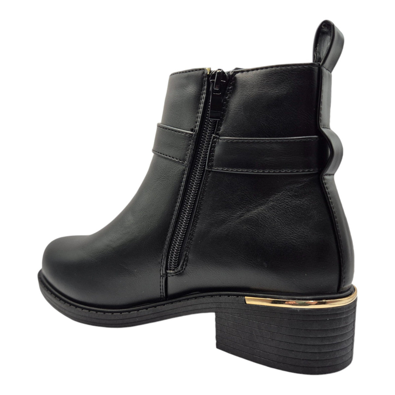 Womens Black Ankle Boots E Wide Fit Winter Ankle Zip Up Heel Ladies Shoes Size