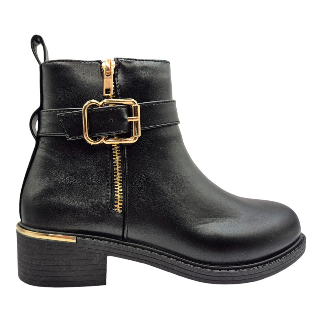 Womens Black Ankle Boots E Wide Fit Winter Ankle Zip Up Heel Ladies Shoes Size