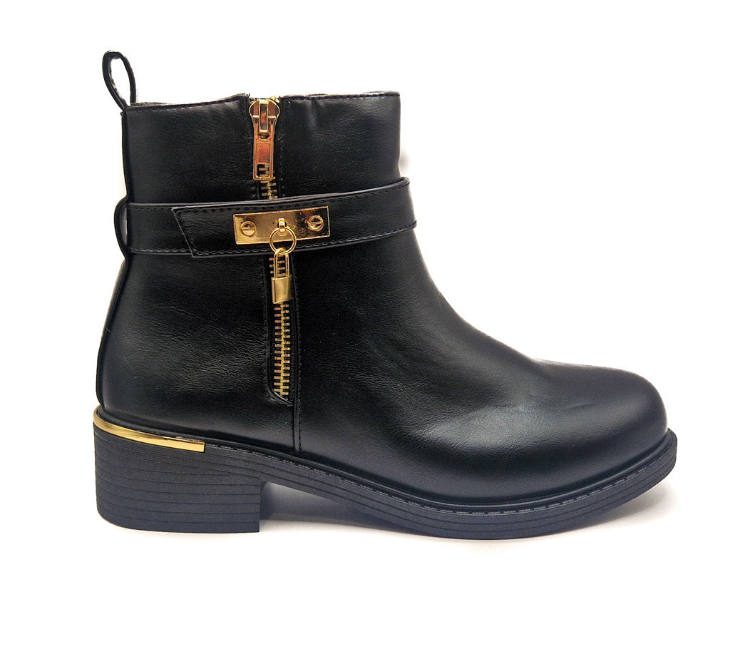 Womens Black Ankle Boots Wide Fit Winter Ankle Zip Up Heel Ladies Shoes Size