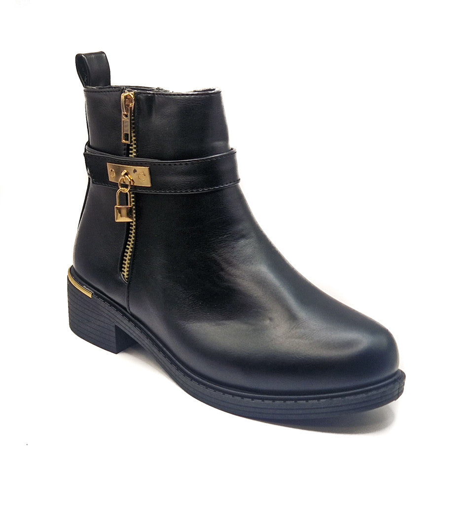 Womens Black Ankle Boots Wide Fit Winter Ankle Zip Up Heel Ladies Shoes Size