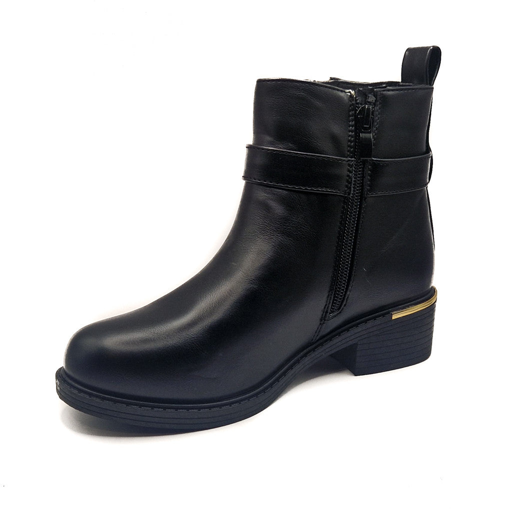 Womens Black Ankle Boots Wide Fit Winter Ankle Zip Up Heel Ladies Shoes Size