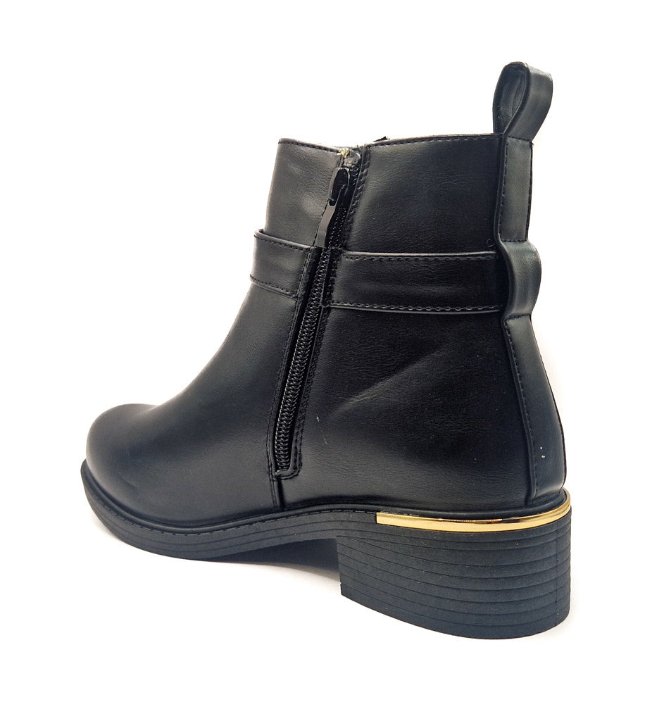 Womens Black Ankle Boots Wide Fit Winter Ankle Zip Up Heel Ladies Shoes Size